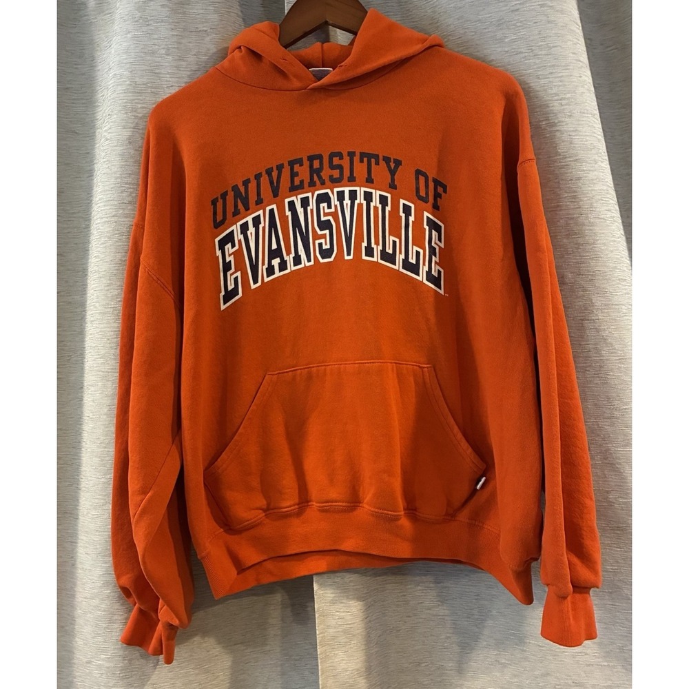 University of Evansville Aces UE Orange Sweatshirt Adult Large Russell Athletic